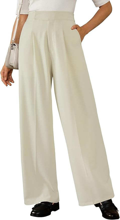 Arach&Cloz Women's Wrinkle-Free Pleated High Waisted Business Casual Wide Leg Dress Pants 2026 | Amazon (US)