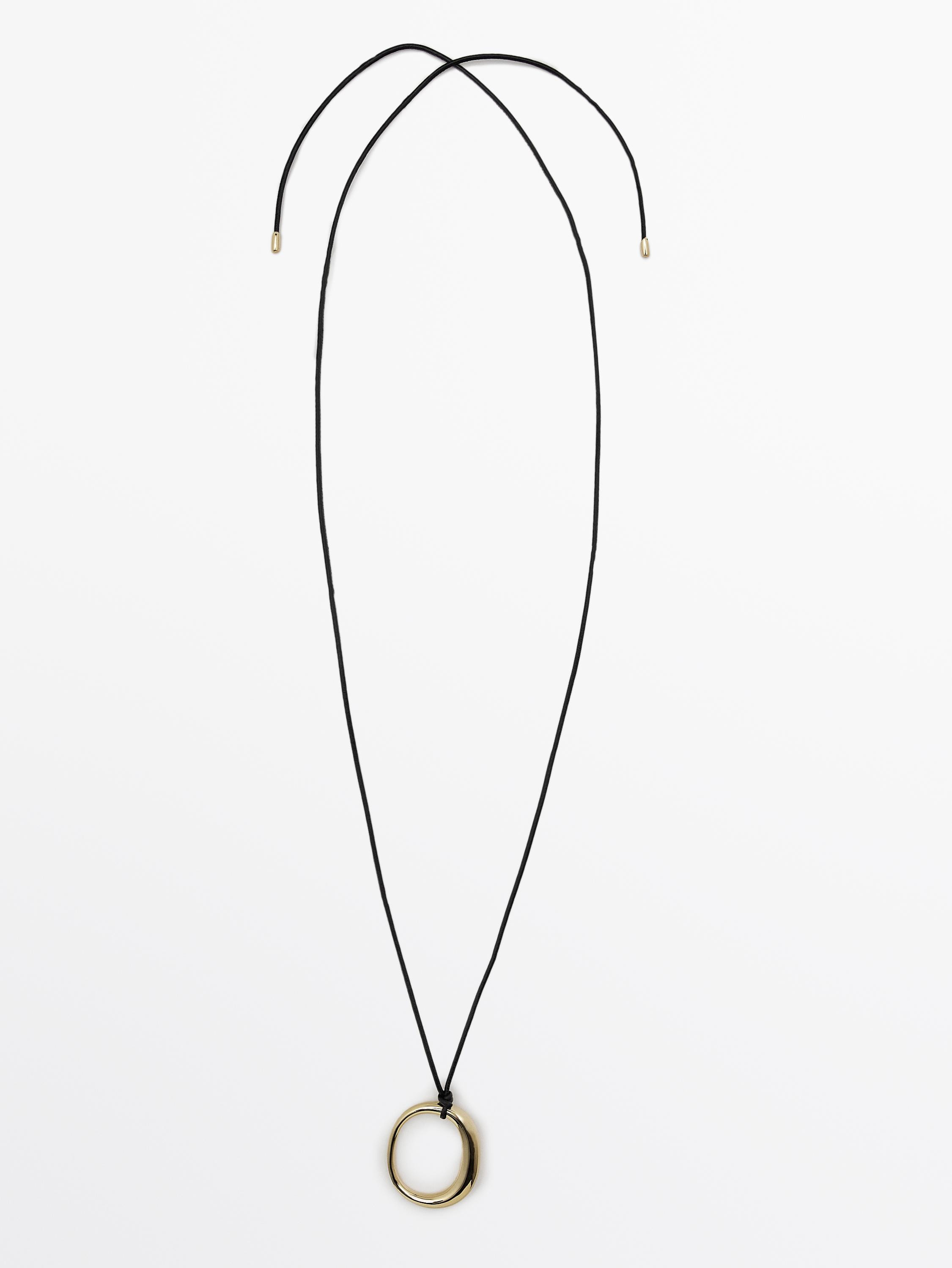 Leather cord necklace with oval piece | Massimo Dutti UK