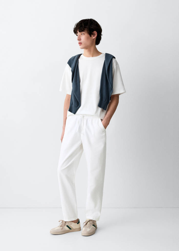 Straight cotton-linen pants white - Teenage boy - M - MANGO TEEN | Mango (US/MX/AU)
