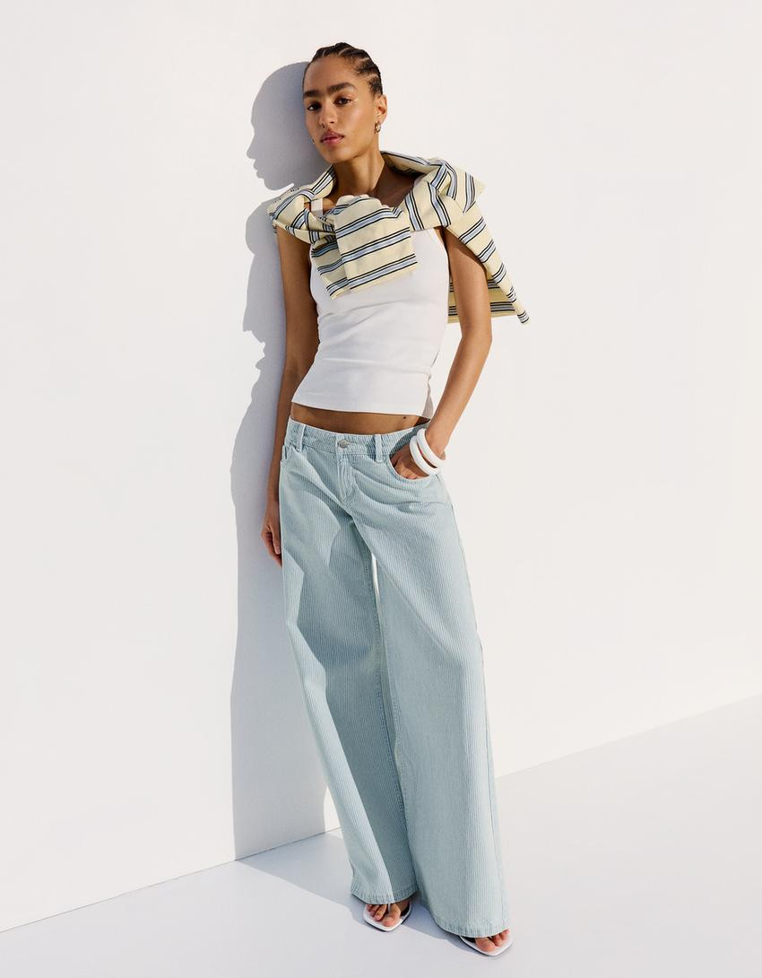 Stripe straight-leg trousers - Women | Bershka UK