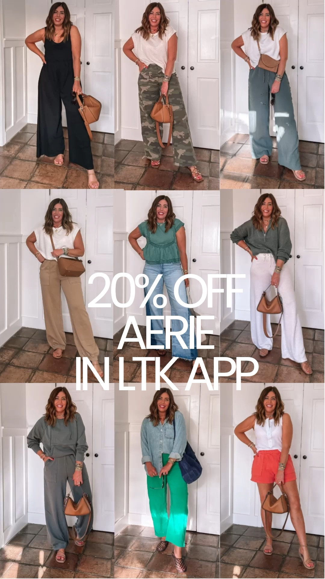 Save an extra 20% off your purchase With code LTKAERIE20 when shopping in the LTK app ‼️ Here are some of my favorite outfits from @Aerie 

Sizes:
Medium in the jumpsuit
Medium in all of the tops
Eight Long in the camo pants and denim jeans
Medium long in the green day off pants
Small long in the green and tan sweatpants
Small long in the white Terry wide leg pants
Medium long in the green barrel pants
Medium in the fleece shorts

Springs outfits 2026, comfy casual style, over 40 style

#LTKSaleAlert #LTKOver40 #LTKxAerie
