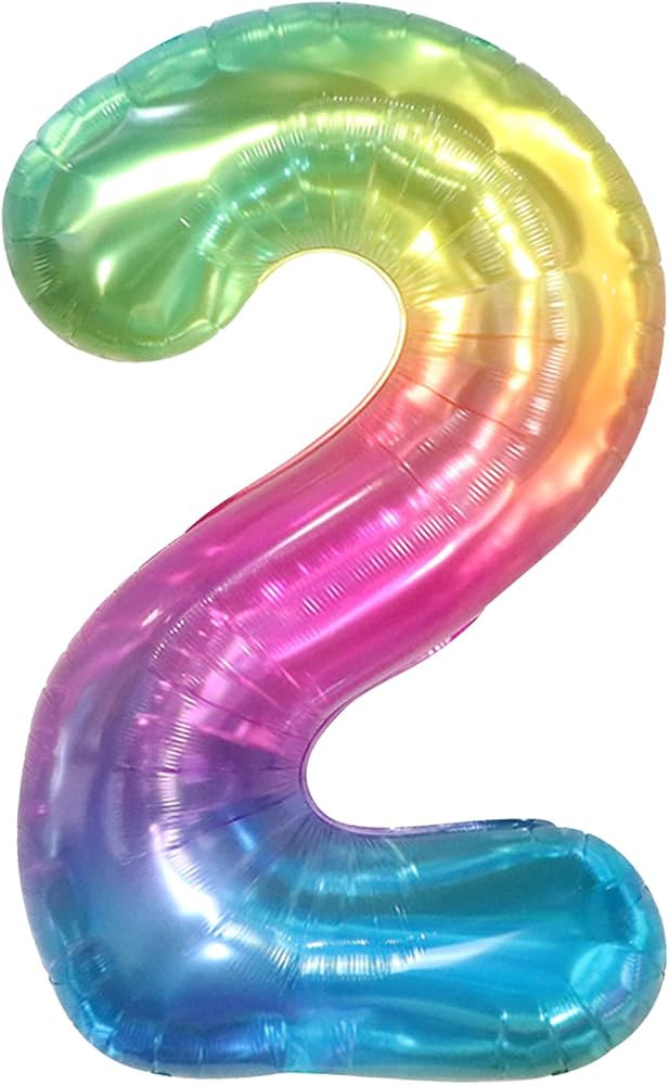 Giant, Rainbow Number 2 Balloon - 40 Inch, Rainbow 2 Balloon Number | 2 Birthday Balloon for 2nd ... | Amazon (US)