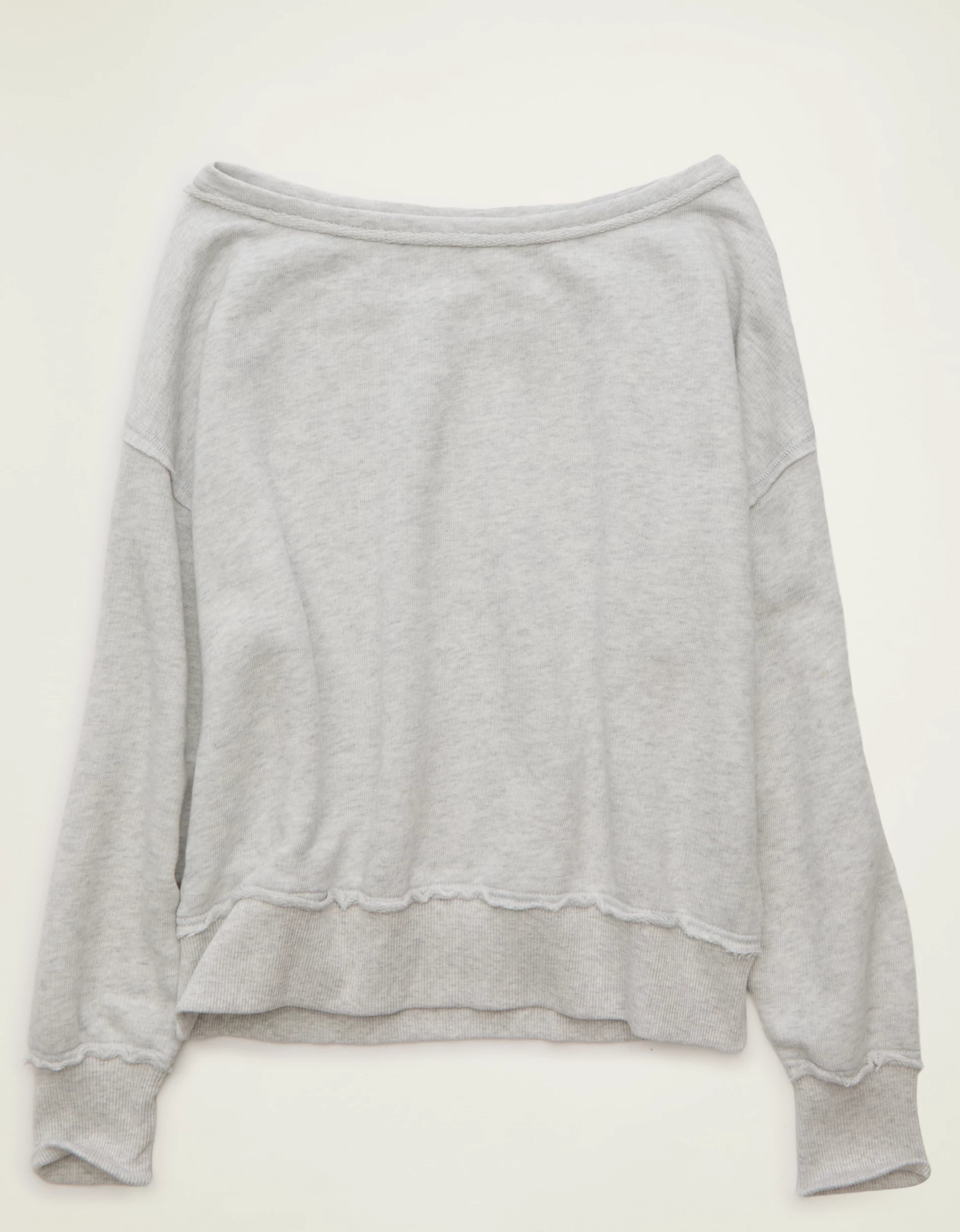 AE Dreamy Fleece Off-the-Shoulder Sweatshirt | American Eagle Outfitters (US & CA)