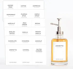 Mustry Coffee Syrup Labels for Coffee Bar Labels for Coffee Syrup Bottles (Standard) | Amazon (US)