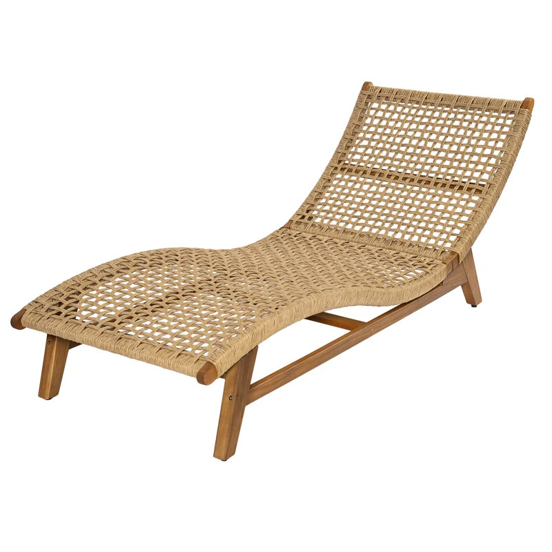 Amalfi Outdoor Acacia Wood annd Wicker Woven Sun Lounger (Set of 2) | Wayfair North America