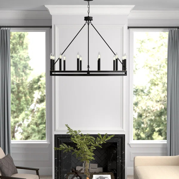Finchley 12 - Light Dimmable Wagon Wheel Chandelier | Wayfair North America