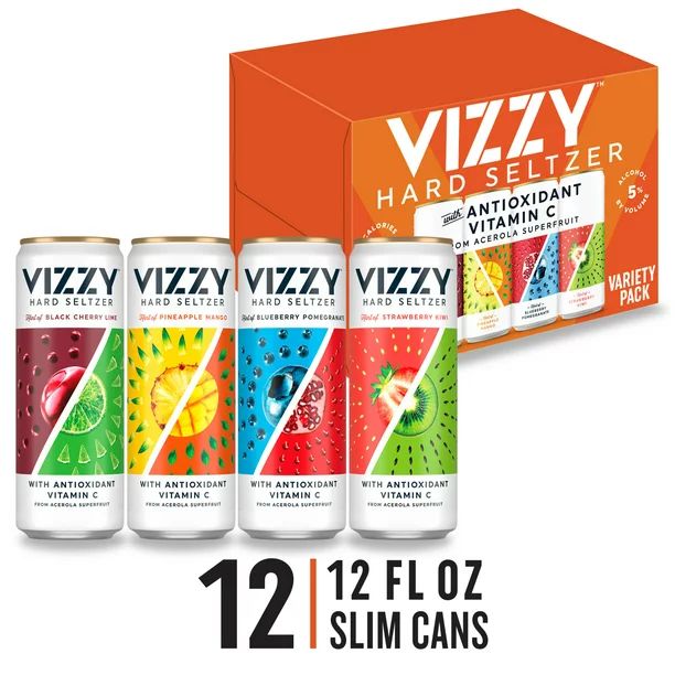 Vizzy Hard Seltzer Variety Pack 1, 5% ABV, 12-pack, 12oz slim cans - Walmart.com | Walmart (US)