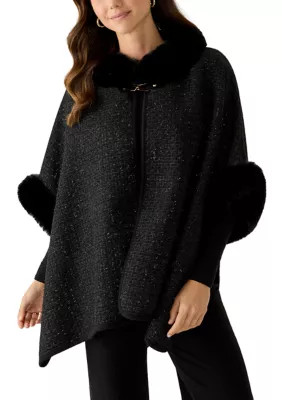 Tweed Faux Fur Topper | Belk