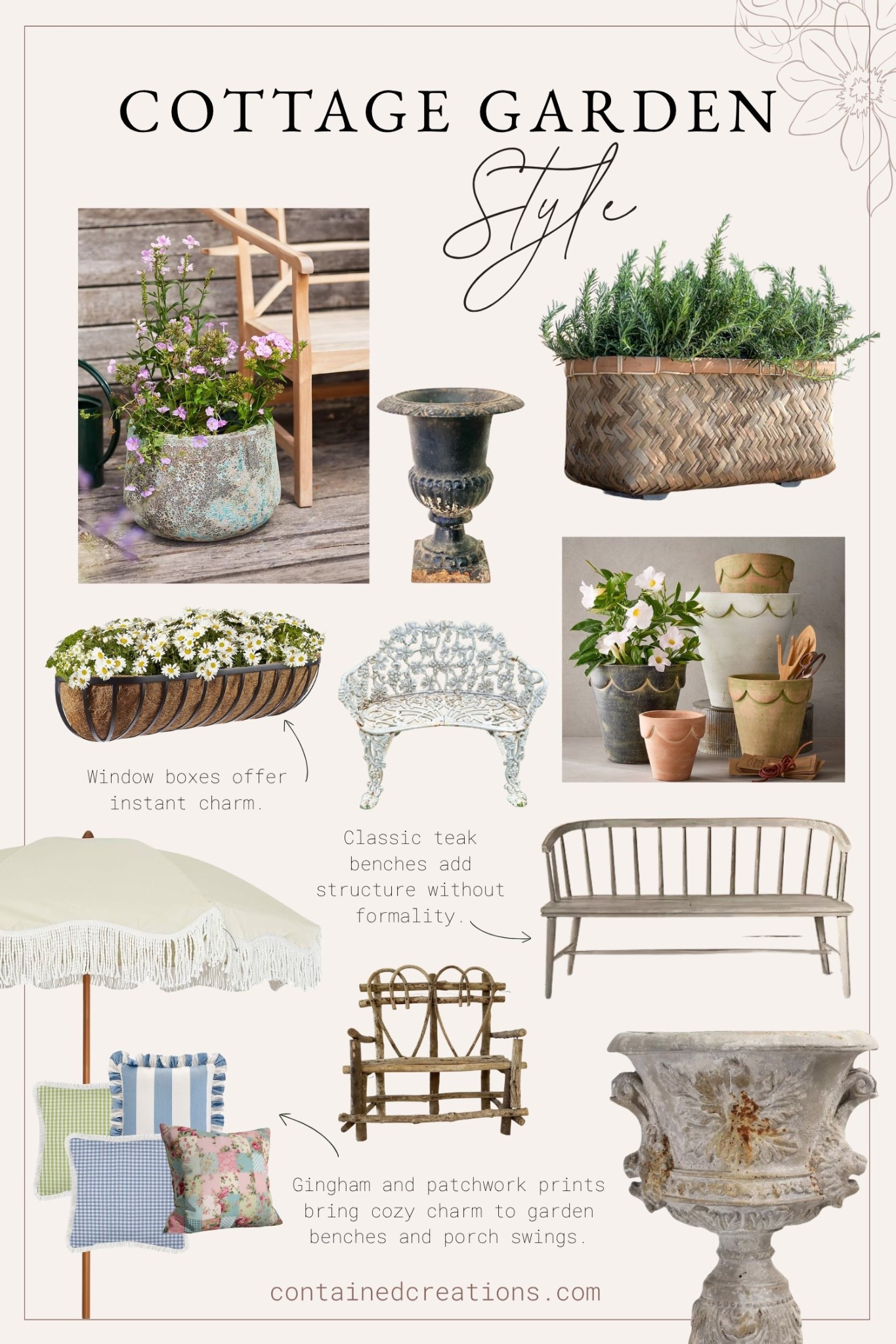 Create a sense of cottage charm in the garden with aged planters, weathered furniture, and cozy fabrics🏡

#LTKSeasonal #LTKHome #LTKStyleTip