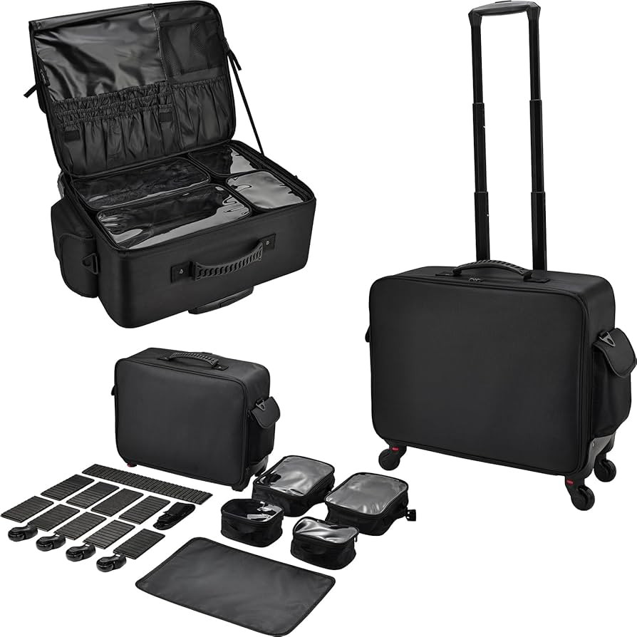 Costravio Rolling Makeup Case Cosmetology Case on Wheels Extra Large Makeup Organizer Case for Ha... | Amazon (US)