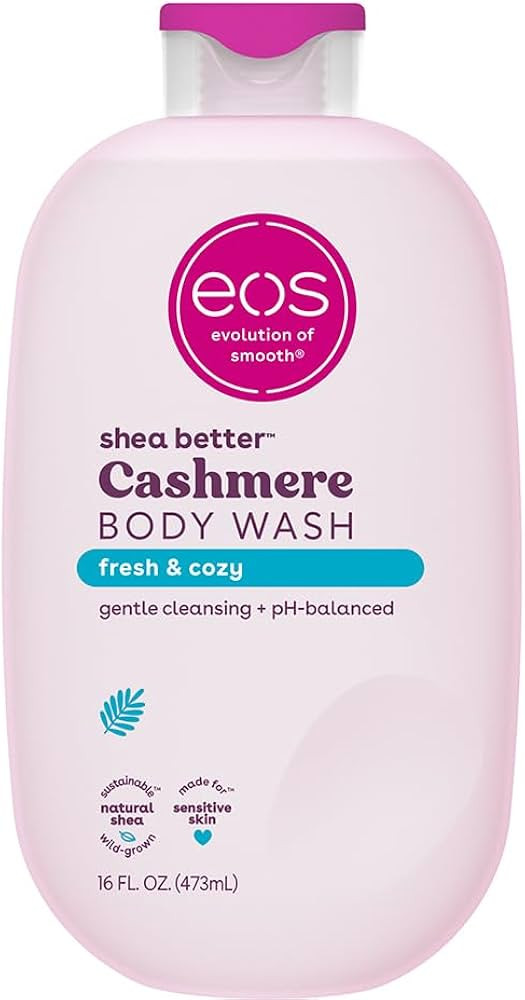 eos Cashmere Body Wash – Fresh & Cozy, Moisturizing Body Wash, Creamy Gel Formula, with Shea Butter, Glycerin, Vitamin E, pH Balanced, Sensitive Skin, Vegan, 16 fl oz | Amazon (US)