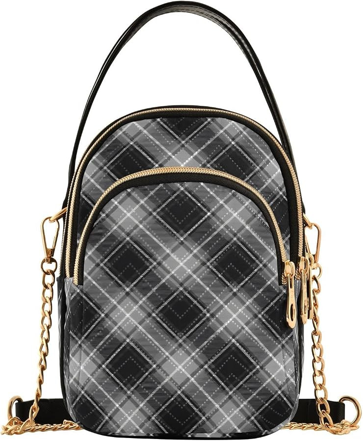 ALAZA Crossbody Bags for women Black White Plaid Travel Purses | Amazon (US)