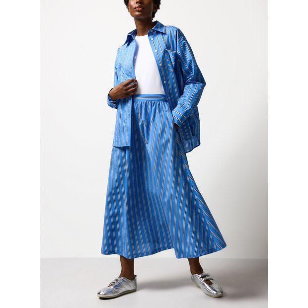 Blue Stripe Co-ord Full Midaxi Skirt 16 | Tu Clothing