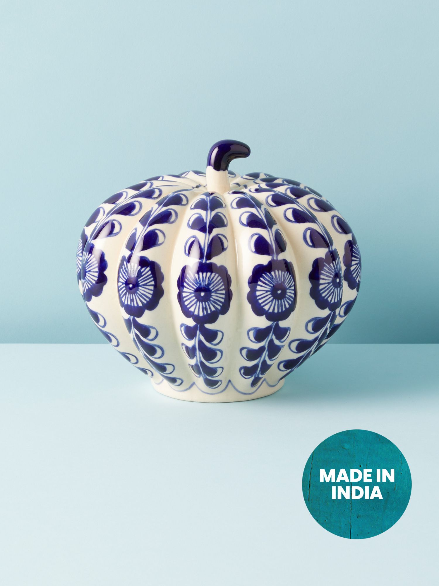 8x8 Ceramic Chinoiserie Pumpkin | Seasonal Decor | HomeGoods | HomeGoods