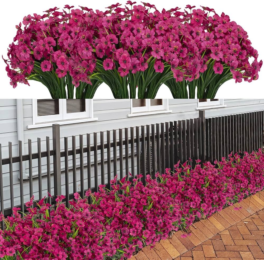 21 Bundles Artificial Outdoor UV Resistant Flowers No Fade Fake Outside Flowers Plastic Greenery ... | Amazon (US)