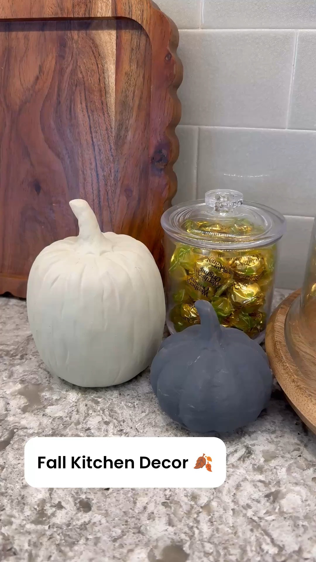 Slowly bringing a little fall into the kitchen 🍂🤎 Terracotta pumpkins, warm wood tones, pretty display jars, and a few simple touches to make the counter feel extra cozy. Sometimes the little details are all you need! 🎃

fall kitchen decor, fall kitchen counter decor, fall home decor, autumn kitchen decor, cozy kitchen decor, fall decorating, fall decorating ideas, kitchen counter styling, terracotta pumpkins, terracotta pumpkin decor, wood kitchen decor, wooden cutting board, cutting board decor, wooden riser, kitchen riser decor, display jars, kitchen display jars, neutral fall decor, warm fall decor, cozy home decor, autumn home decor, kitchen styling, fall home inspiration

#LTKSeasonal #LTKfoodie #LTKHome