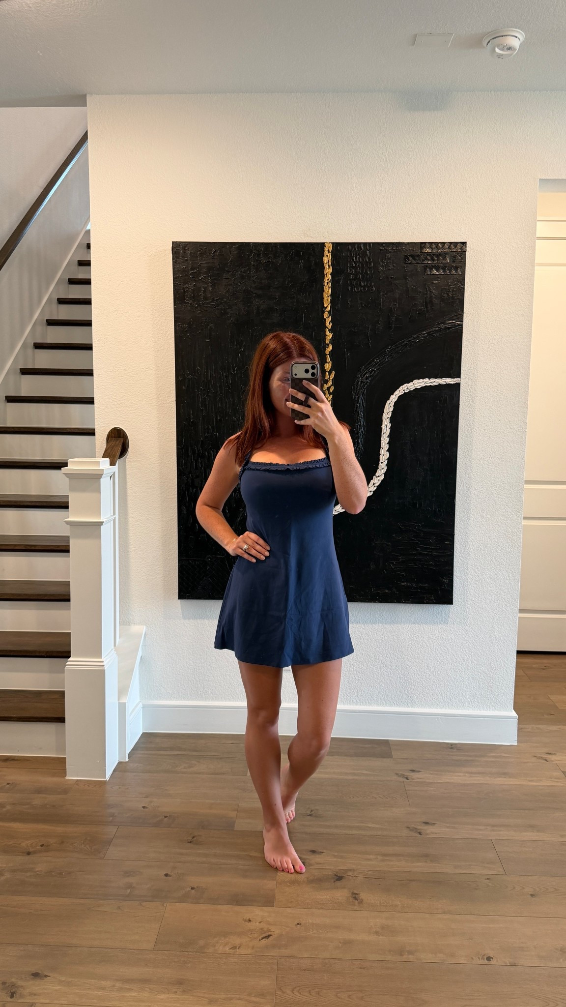 got my fav little active dress in navy to compliment my red hair more. Wearing a size medium. Currently 20% off!

#LTKSaleAlert #LTKootd