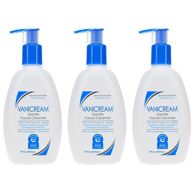 Vanicream Gentle Facial Cleanser for Sensitive Skin, 8 Oz (Pack of 3), Unscented, 24 Fl Oz | Amazon (US)