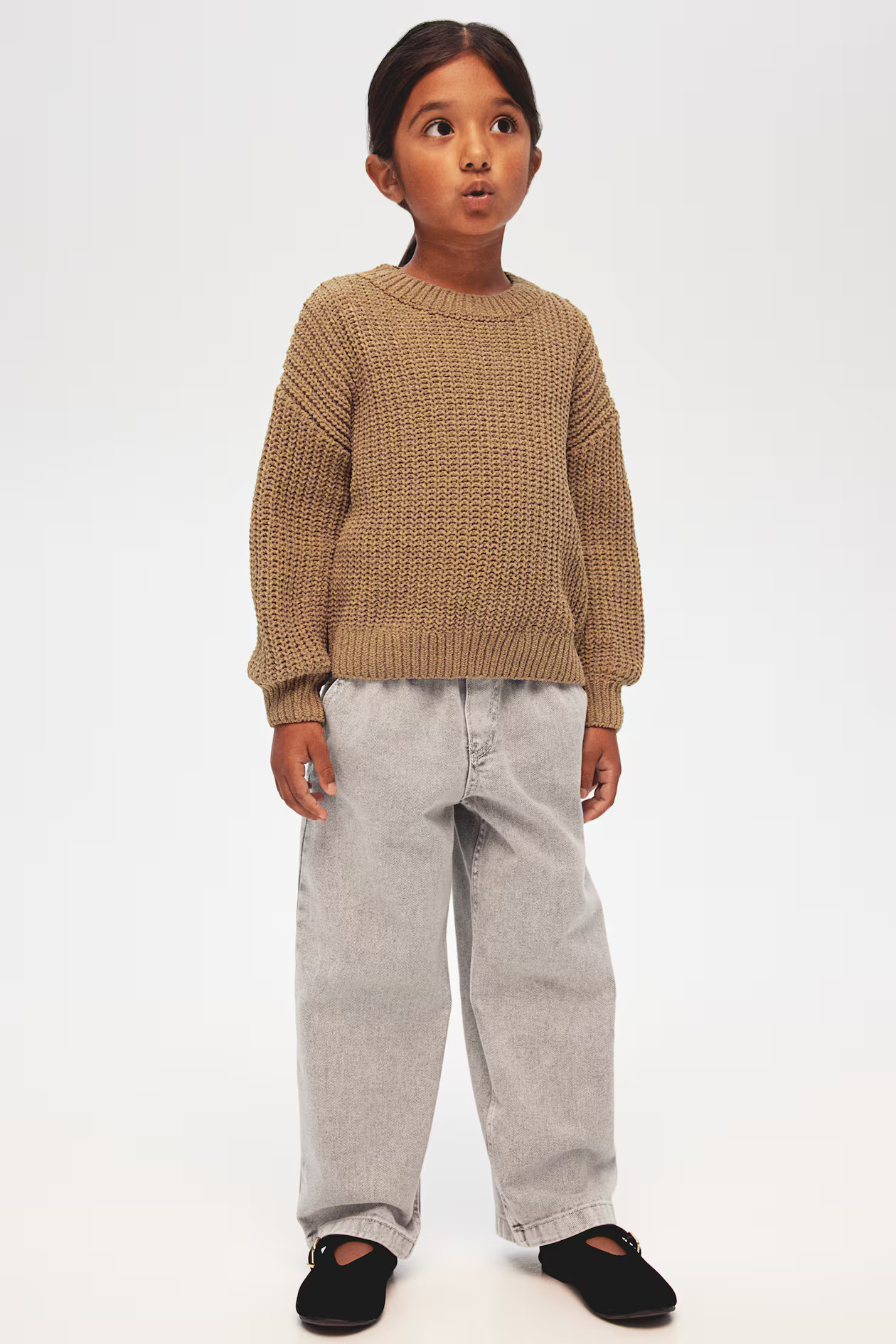 Wide Leg Paper-bag Jeans - Denim gray - Kids | H&M US | H&M (US + CA)