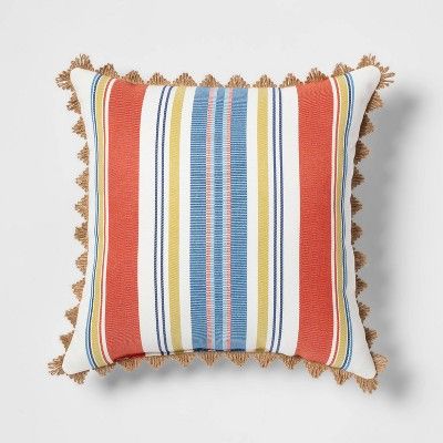 Canton Stripe Outdoor Throw Pillow Orange - Threshold™ | Target