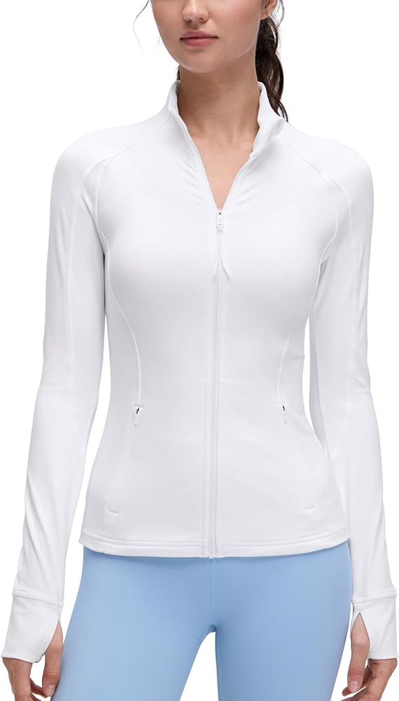 CRZ YOGA Butterluxe Womens Full Zip Workout Jackets Slim Fit Track Athletic Tops with Thumb Holes | Amazon (US)
