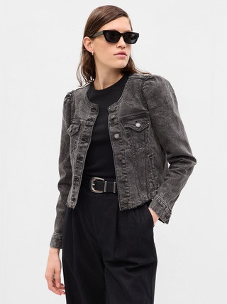 Puff Sleeve Denim Jacket with Washwell | Gap (CA)