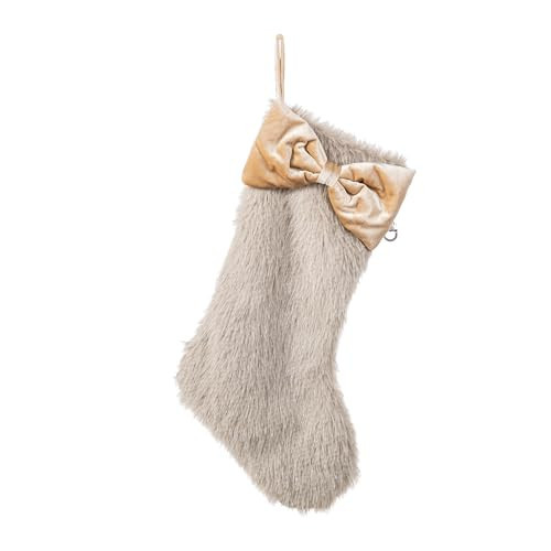 Glitzhome Faux Fox Fur Christmas Stockings with Bow, 21 Inch Large Christmas Stockings for Xmas Stocking for Fireplace Door Wall Holiday Decorations | Amazon (US)