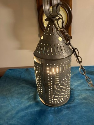 17” Electric Punched Tin Hanging Lantern Pendant Ceiling Light Country Primitive | eBay | eBay US