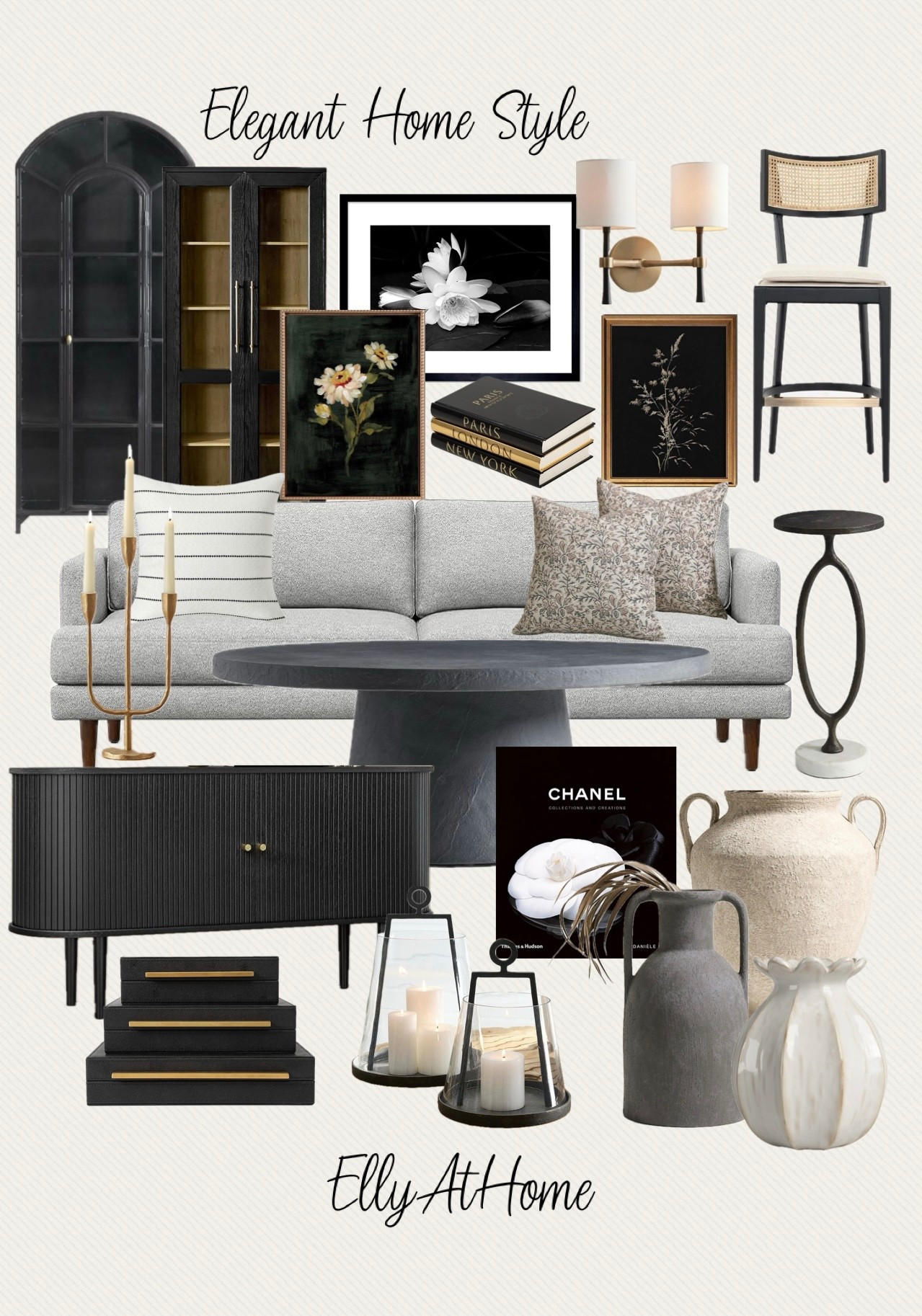 Elegant home styling with black accents! Shop cabinets, artwork, kitchen stool, coffee table, sofa, pillows, side table, and more home decor accessories. Crate & Barrel, Amazon home, Walmart, Pottery Barn, Target. Some selections on sale, free shipping. 

#LTKFindsUnder50 #LTKSaleAlert #LTKHome