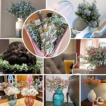 Amazon.com: BOMAROLAN Artificial Baby Breath Flowers Fake Gypsophila Bouquets 12 Pcs Fake Real To... | Amazon (US)