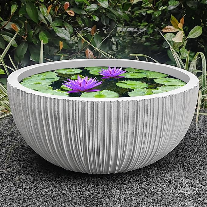 Large Bowl Planter, 17, 14, 11 Inch Wide Shallow Plant Pot, Indoor Outdoor Large Lotus Flower Pot... | Amazon (US)
