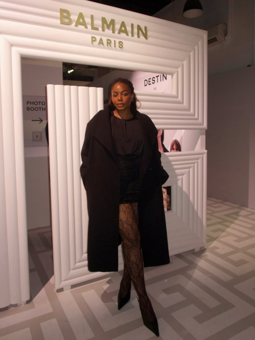 Stepping out for a spring evening with balenciaga! Wearing a black coat, black draped mini dress, lace tights and black heels. Love this spring date night look! .. 

For more links to spring outfits 2026, easter dress women, easter outfits women, date night outfits, vacation outfits beach, spring dresses, easter basket ideas, work outfits, country concert outfits, follow me on LTK! ✨

#LTKgrwm #LTKspring #LTKootd