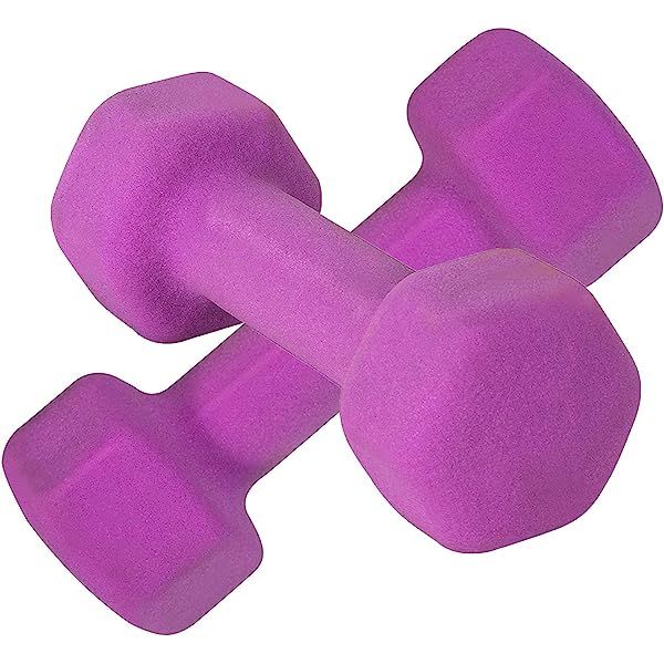 Portzon Set of 2 Neoprene Dumbbell Hand Weights, Anti-Slip, Anti-roll, Hex Shape Colorful | Amazon (US)