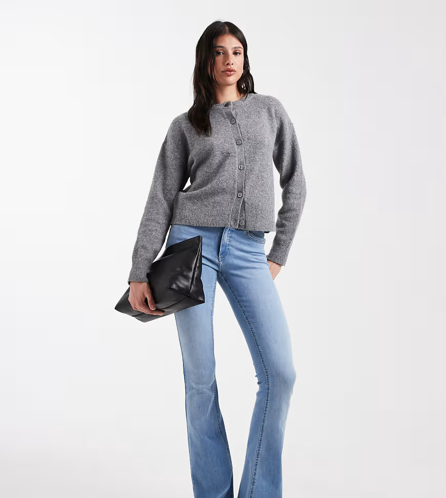 ONLY Tall Blush mid waist flared jeans in light blue | ASOS (Global)