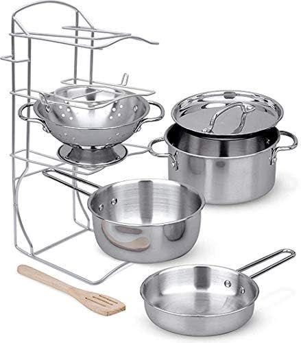 Click N' Play Stainless Steel Cookware Pots and Pans with Pot Rack Organizer and Cooking Utensil ... | Amazon (US)