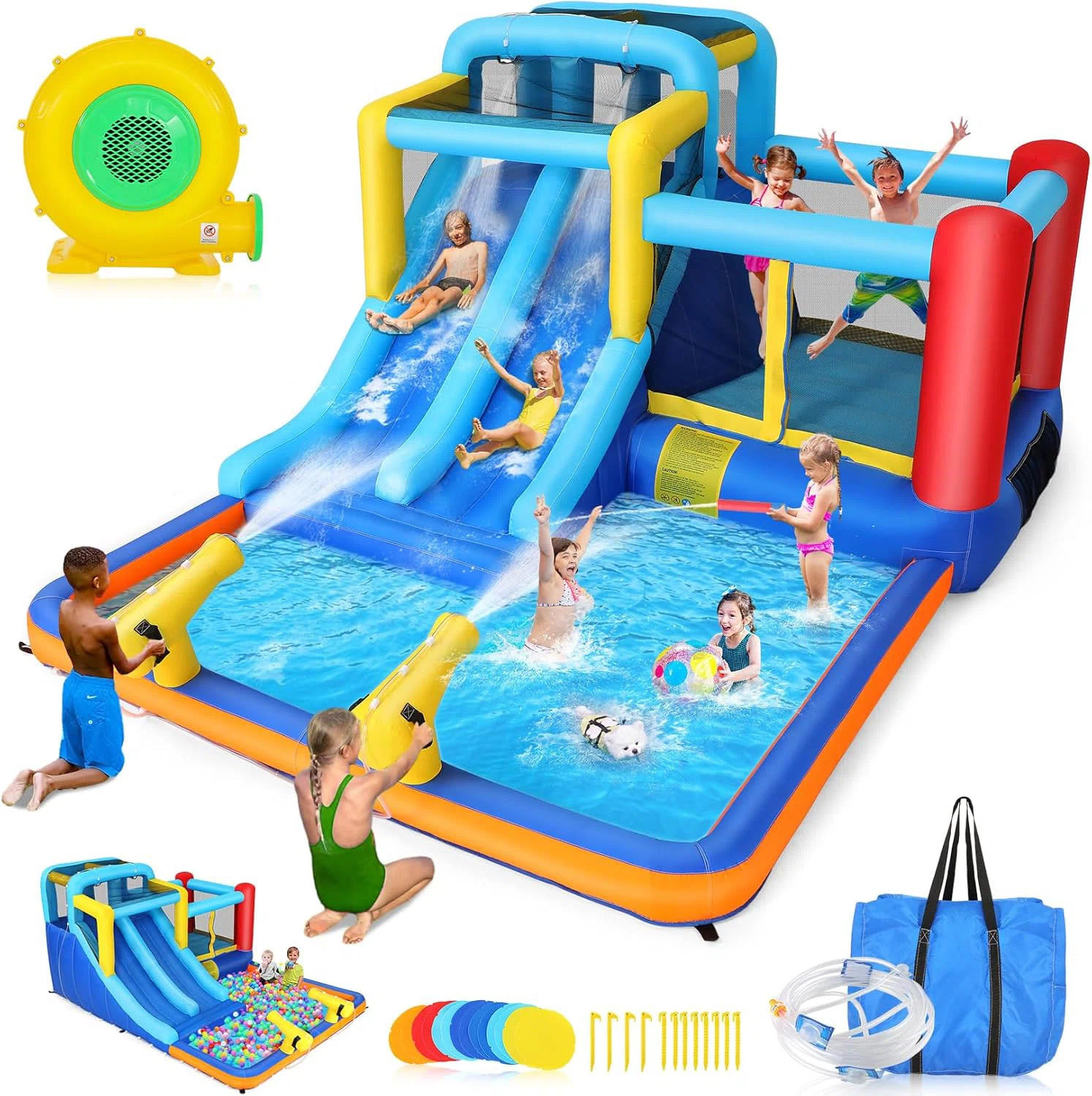 Ancheer 12X9.5FT Bounce House For Kids 3-10, Inflatable Bouncy House Water Park With Blower, 2 Ra... | Wayfair North America