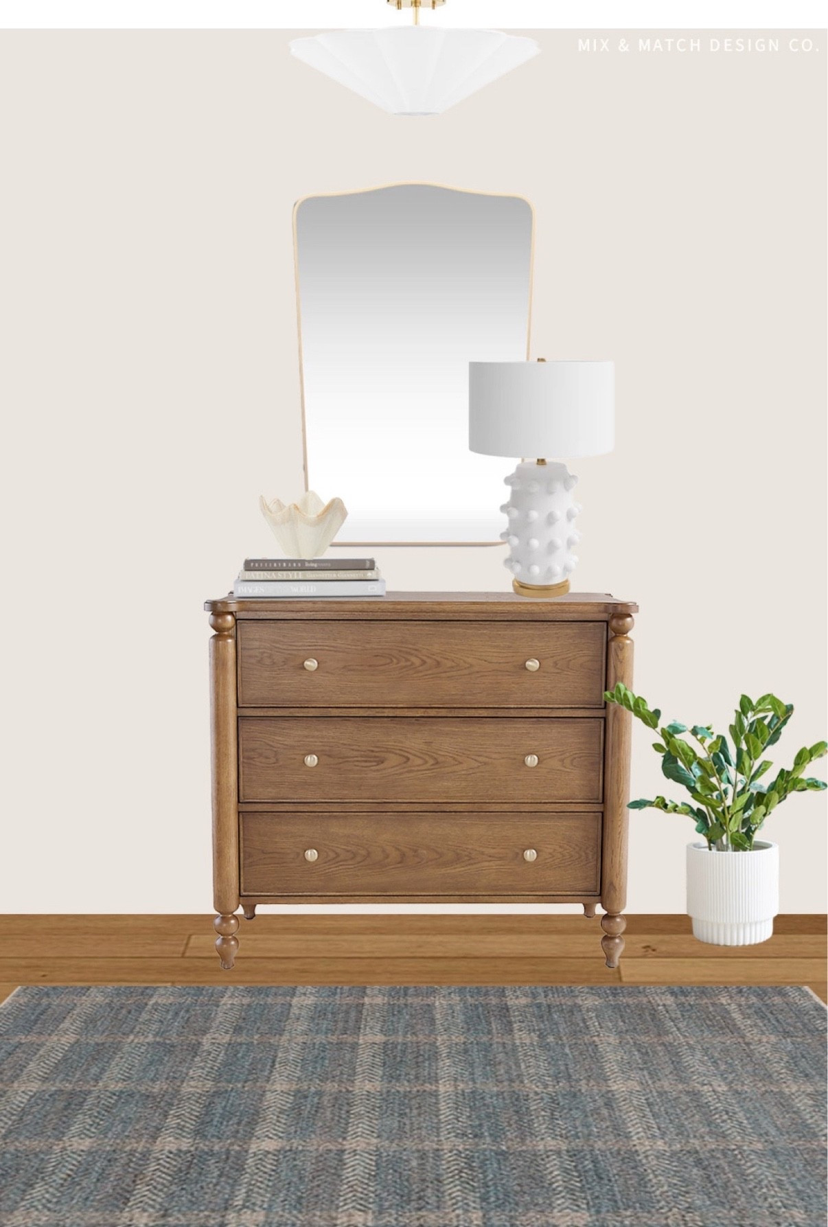 The Fresh Classic Entryway!

For this design, I went with some classic elements and patterns like turned wood legs and plaid, but also mixed in some unexpected pieces like the knobby lamp and flared scalloped light fixture. It has a great balance of masculine and feminine features, don’t you think?

This three drawer chest makes for a hardworking entryway piece. I love drawers here for storing all those odds and ends that collect in a foyer. It’s small, but mighty! This one is a bit of an investment piece, but the quality of construction and materials can be worth it. You can also hunt for similar antique pieces that may be a little less expensive.

#LTKHome