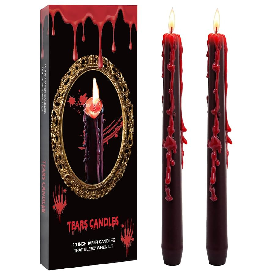 8 Pack Vampire Tears Taper Candles, 10 inch Tall Bleeding Candles, Soundvalue Unscented Black Tap... | Amazon (US)