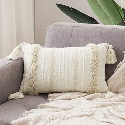 MIULEE Decorative Throw Pillow Cover Tribal Boho Woven Tufted Pillowcase with Tassels Super Soft ... | Amazon (US)