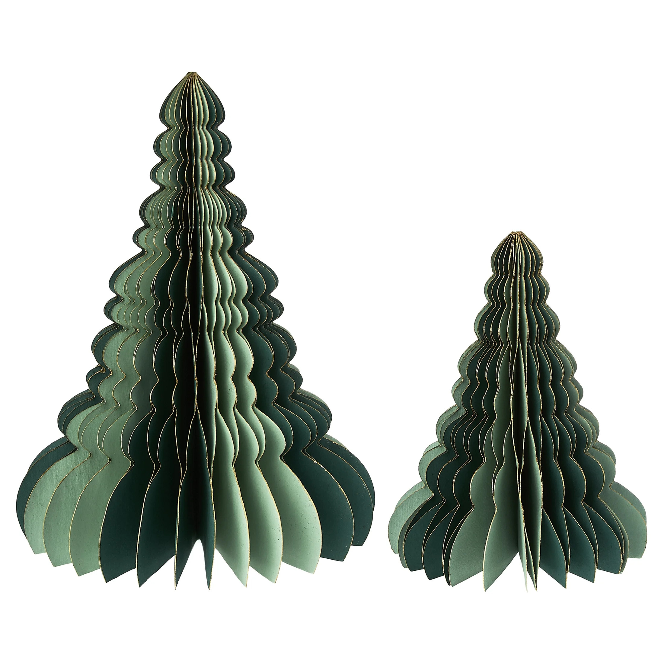 Paper Christmas Tree Tabletop Decorations, Green and Gold, 2 Count, by Holiday Time | Walmart (US)
