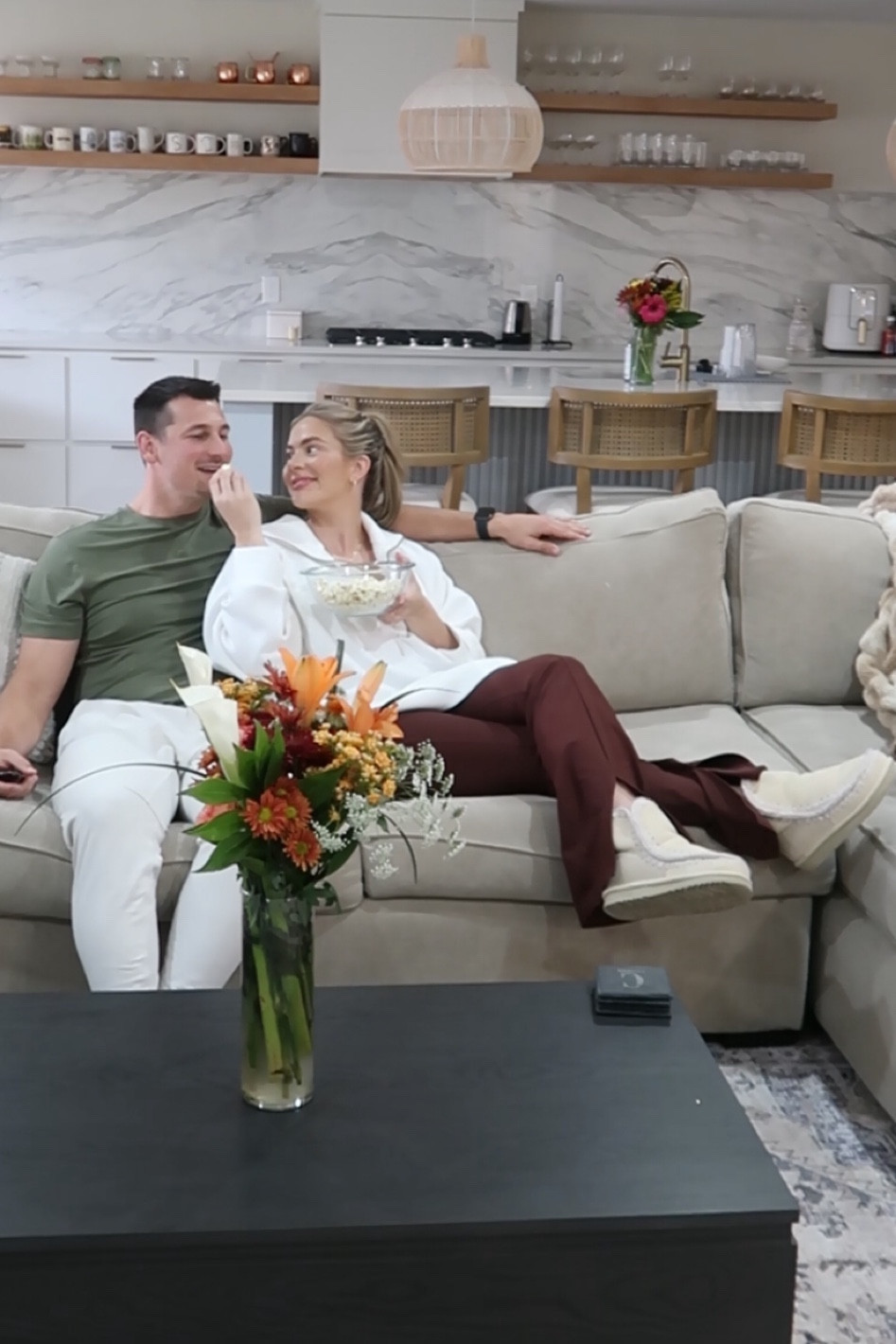 Spanx AirEssentials half zip with Aerie brown flare leggings available in short, regular, and long on sale now and MOU boots for a cozy night in. Joggers and ultra soft tee for him 

#LTKmens #LTKsalealert #LTKshoecrush