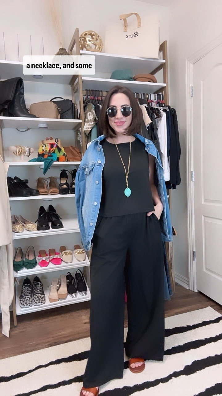 I love this new comfy set I found on Walmart. #walmartpartner #walmartfashion @walmartfashion 

Lounge set, comfy, wide leg pants, black, sleeveless, two piece 

#LTKover40 #LTKVideo #LTKfindsunder50