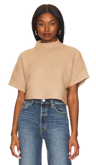 L'Academie Aurela Mock Neck Pullover in Tan. - size M | Revolve Clothing (Global)
