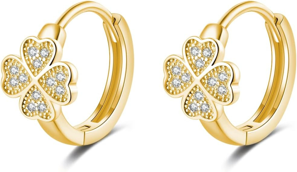 SLUYNZ Sterling Silver Small Clover Leaf Hoop Earrings for Women Teens CZ Clover Leaf Flower Hoop... | Amazon (US)