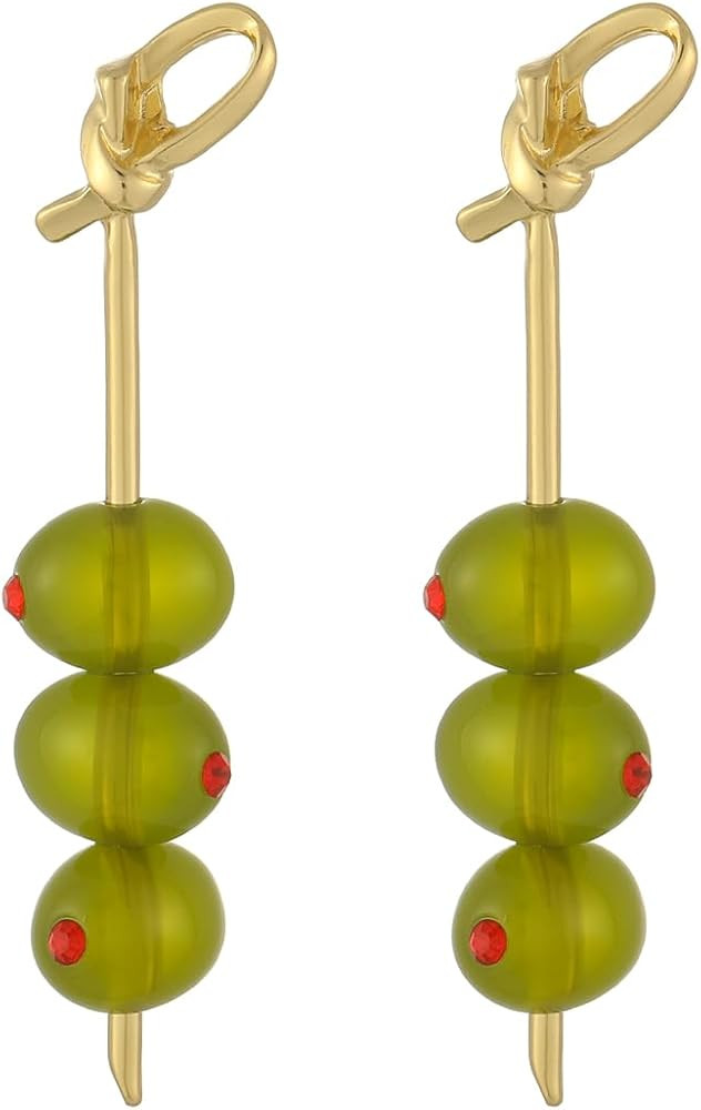 Madison Tyler Fruit Dangle Earrings | Gold Plated Flower Strawberry Apple Cherry Olive Earrings -... | Amazon (US)