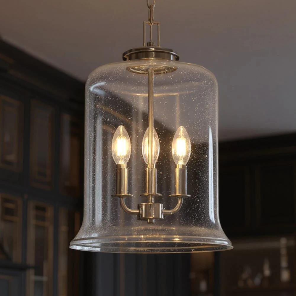 UHP3820 French Rustic Pendant Light, 17.125"H x 12.875"W, Brushed Nickel Finish, Missoula Collect... | Urban Ambiance, Inc.