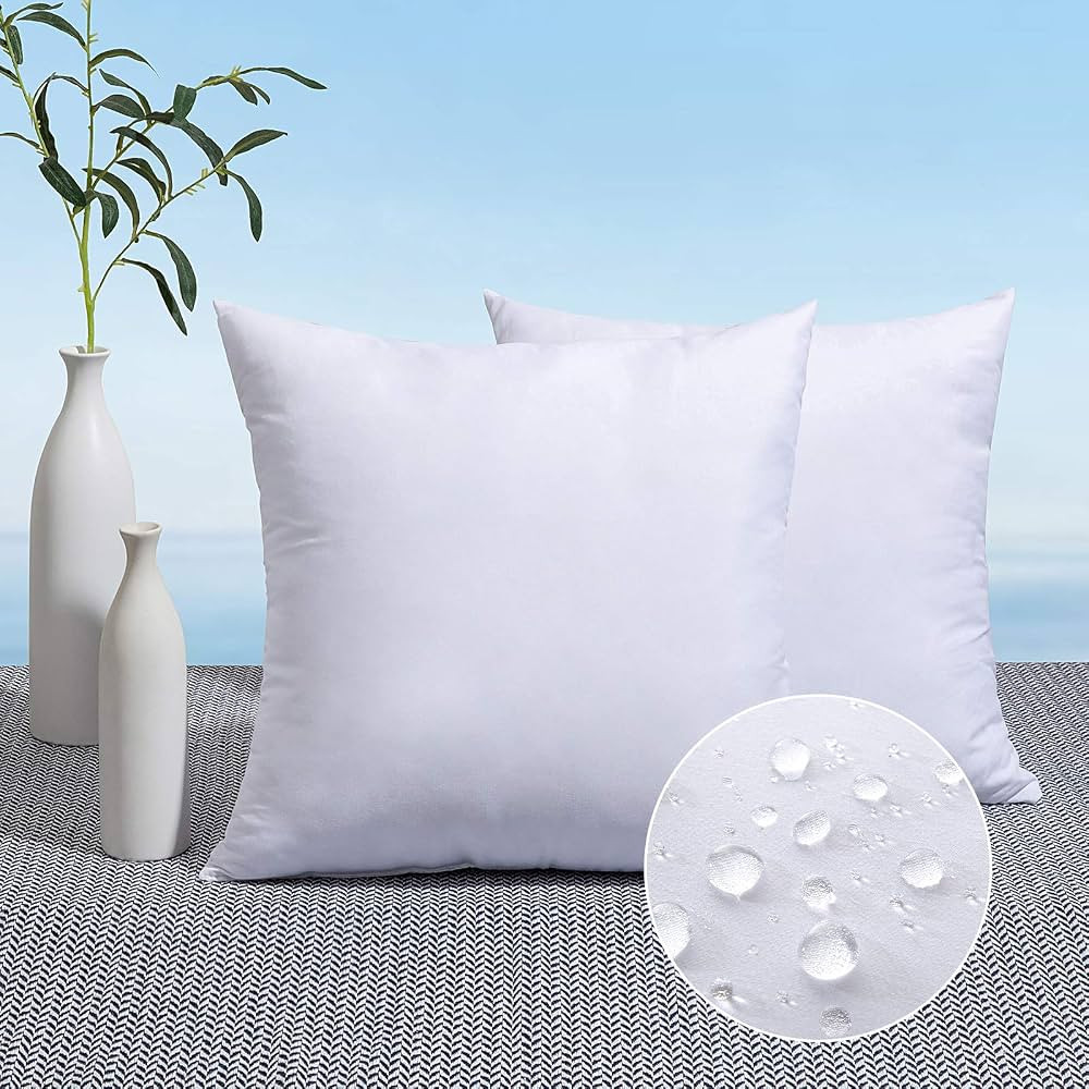 MIULEE Pack of 2 18x18 Outdoor Pillow Inserts, Outdoor Throw Pillows Water-Resistant Decorative P... | Amazon (US)