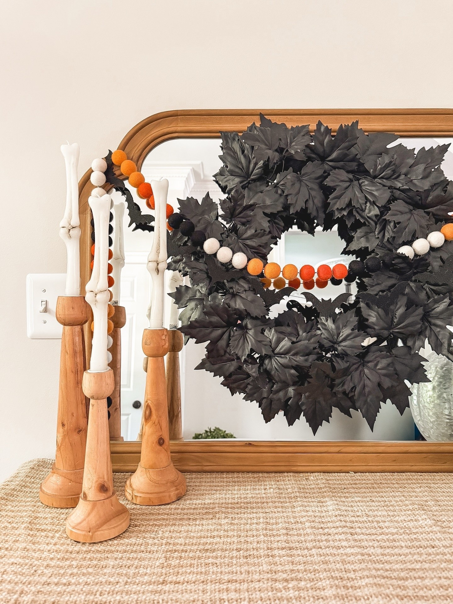 It’s getting spooky around here 🦇 I didn’t decorate for Halloween last year (selling, buying, moving, etc.) so I’m having so much fun busting out all of the things! This @pearlandjane garland combination is to die for 💀 see what I did there? Use code ‘QOTBH’ for a discount on your favorite garlands!