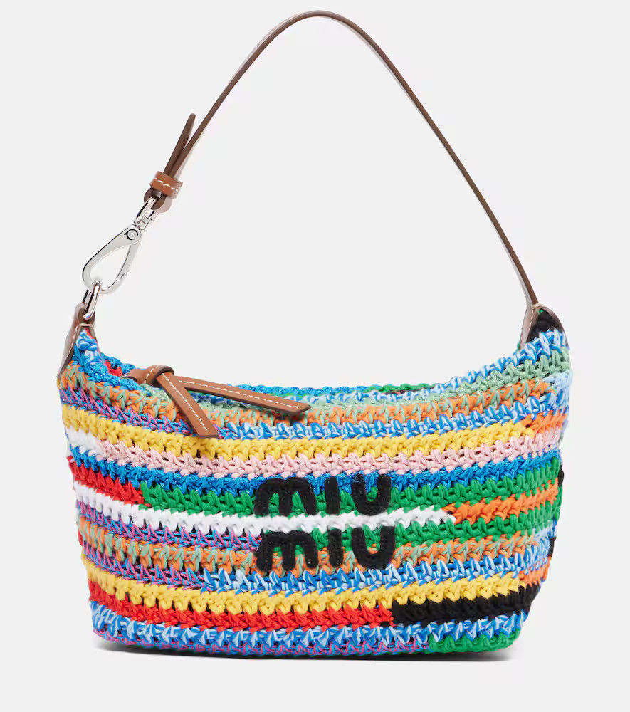 Miu Miu Logo crochet shoulder bag | Mytheresa (UK)