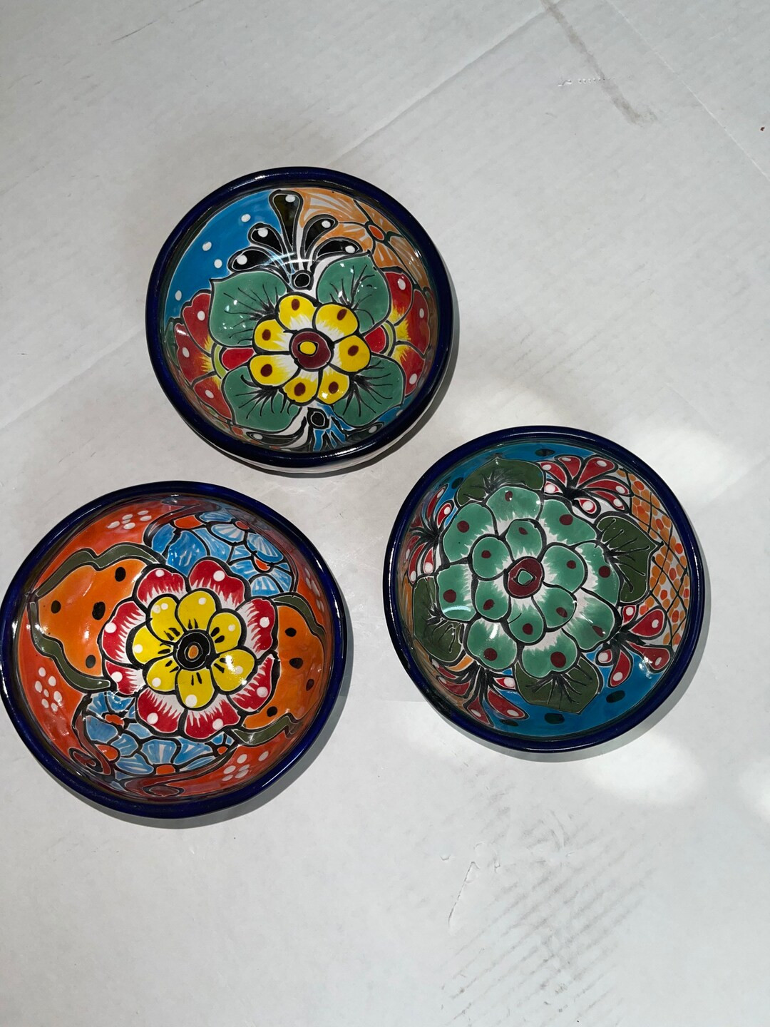 Talavera 2 Big Molcajetes Salsa Bowl Round 5 X 5 Multicolored Blue Rim - Etsy | Etsy (US)